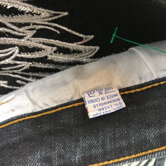 Impression Womens Embroidered Jeans Size 21 Blue Denim Angel Wings Casual Y2K - Picture 10 of 15